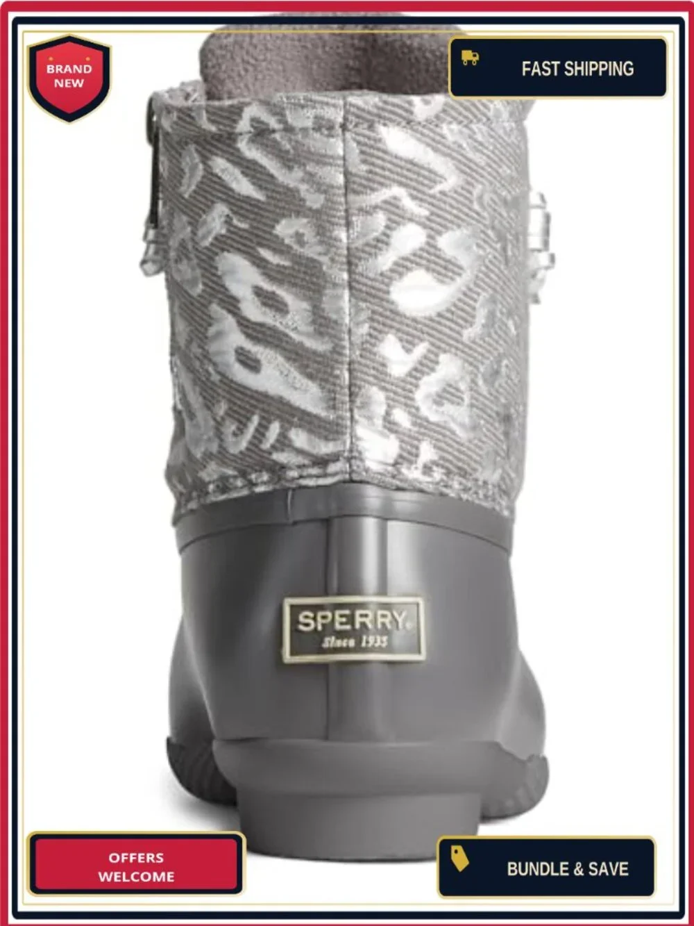Sperry Women's Ankle Rain Boots - Rubber Duck Shell, Wave-Siping, Waterproof